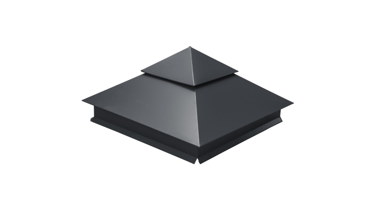 Колпак на столб двойной 390х390мм 0,45 Drap с пленкой RAL 7024 мокрый асфальт