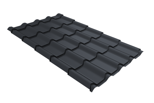 Металлочерепица камея Grand Line 0,45 Drap TX RAL 7024 мокрый асфальт