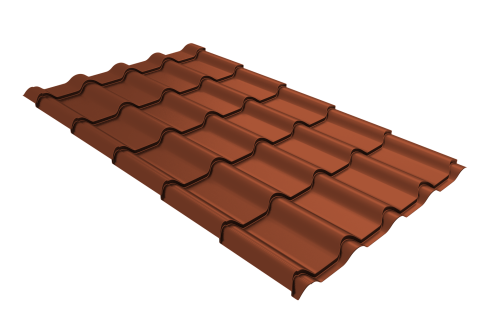 Металлочерепица камея Grand Line 0,45 Drap TX RAL 8004 терракота