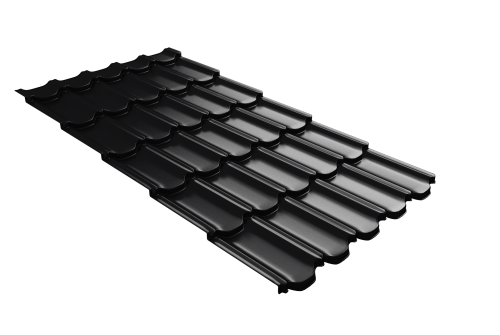 Металлочерепица  квинта плюс Grand Line c 3D резом 0,45 Drap TX RAL 9005 черный