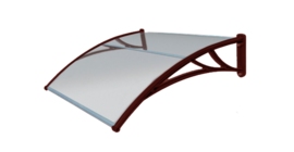 Козырек Krovent из поликарбоната 1500х930х280 прозрачный (красный кронштейн)